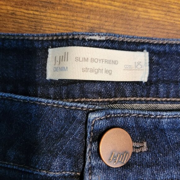 J Jill Jeans Size 18 Slim Boyfriend Straight Mid Rise Dark Wash Stretch Denim - Picture 3 of 9